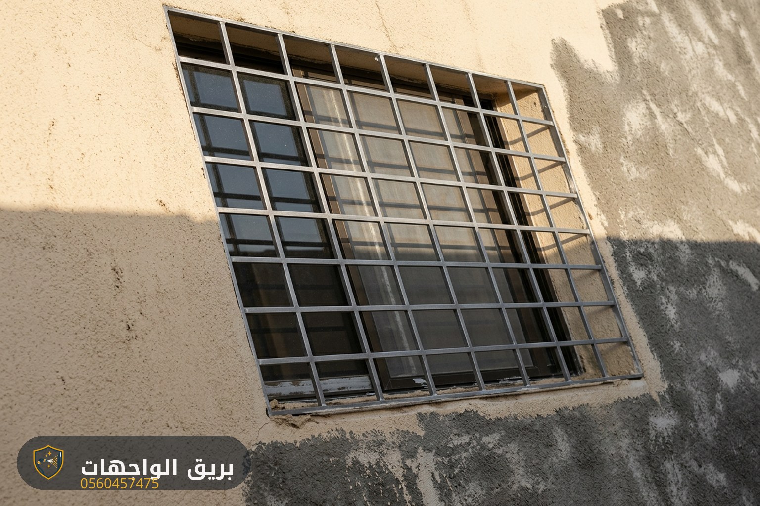 هيكل معدني نصفه مصدأ والنصف الآخر نظيف لامع بعد صنفرة الحديد